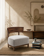 VELTIS Ecru Lounge Chair in Solid Teak Wood