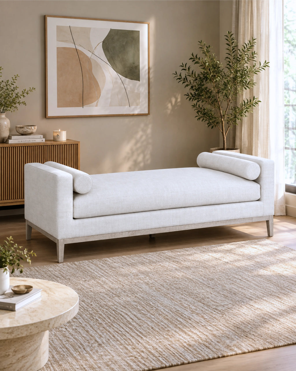Velmora Modern Upholstered Daybed with Cushioned Seat