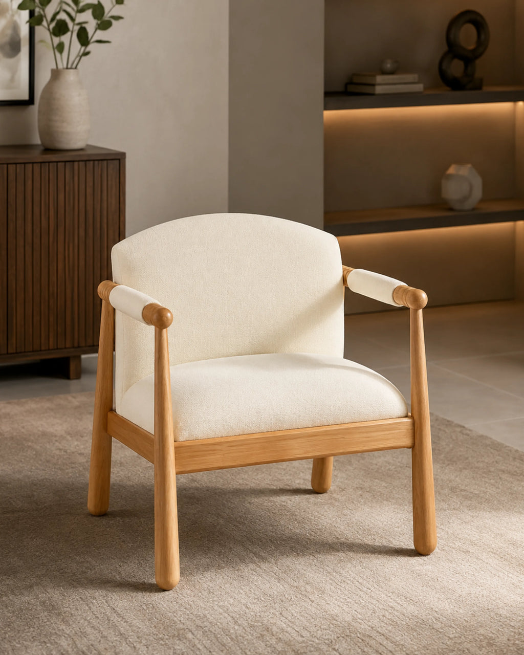 Elarique Frost Chair Performance Fabric Accent Chair in Solid Wood