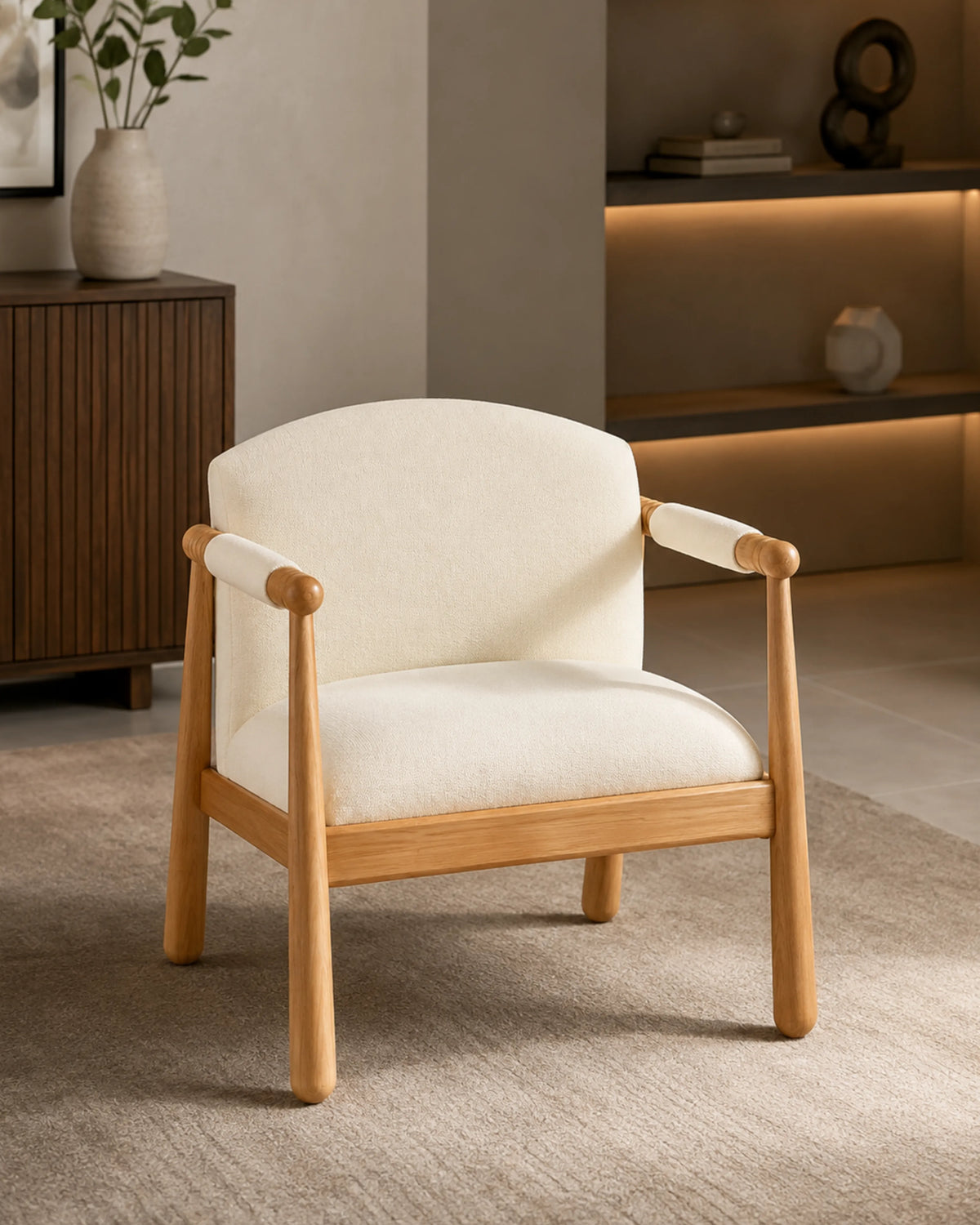 Elarique Frost Chair Performance Fabric Accent Chair in Solid Wood