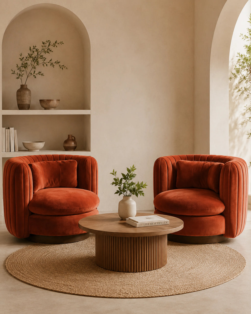 VORIXA Swivel Linen Chenille Sienna Lounge Chair