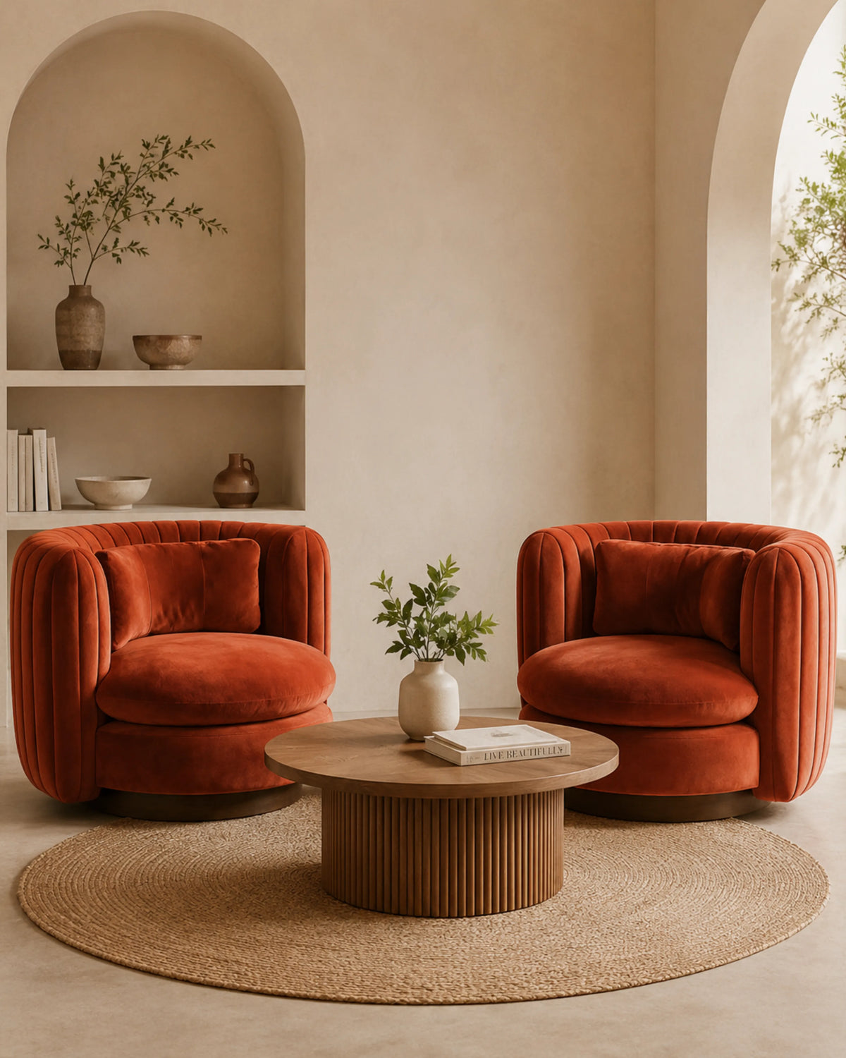 VORIXA Swivel Linen Chenille Sienna Lounge Chair