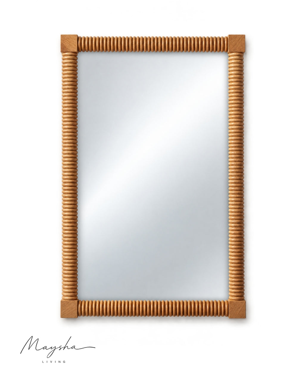 CORAVELLE Ribbed Ash Wood Rectangular Wall Mirror