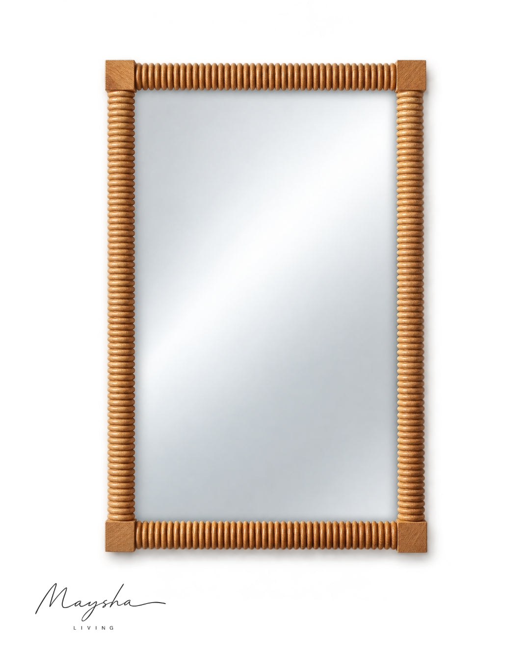 CORAVELLE Ribbed Ash Wood Rectangular Wall Mirror