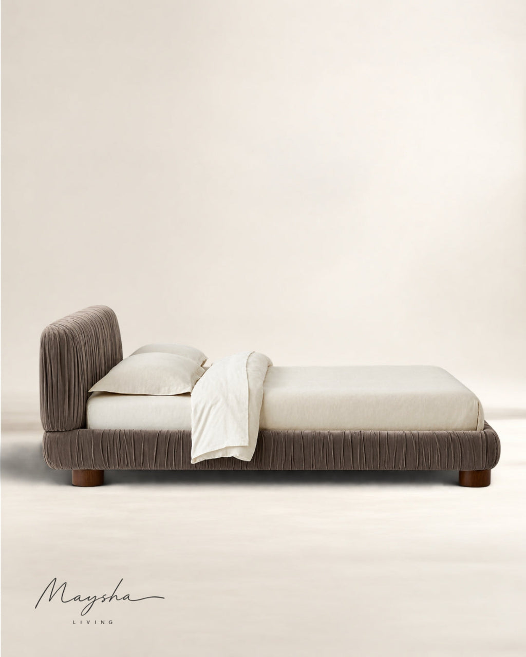 STRIOVA Charcoal Velvet Low-Profile Bed