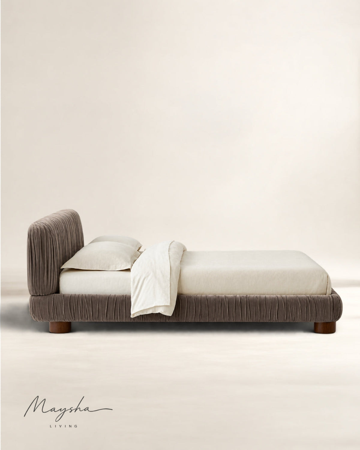STRIOVA Charcoal Velvet Low-Profile Bed