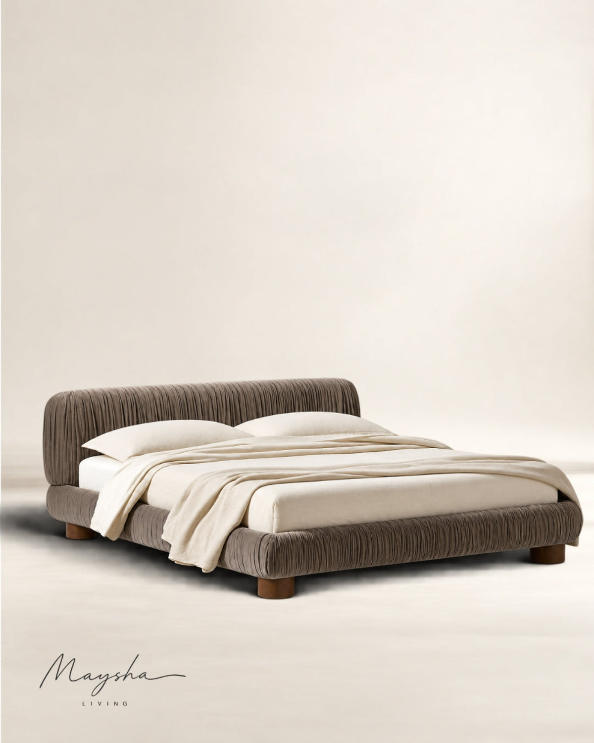 STRIOVA Charcoal Velvet Low-Profile Bed