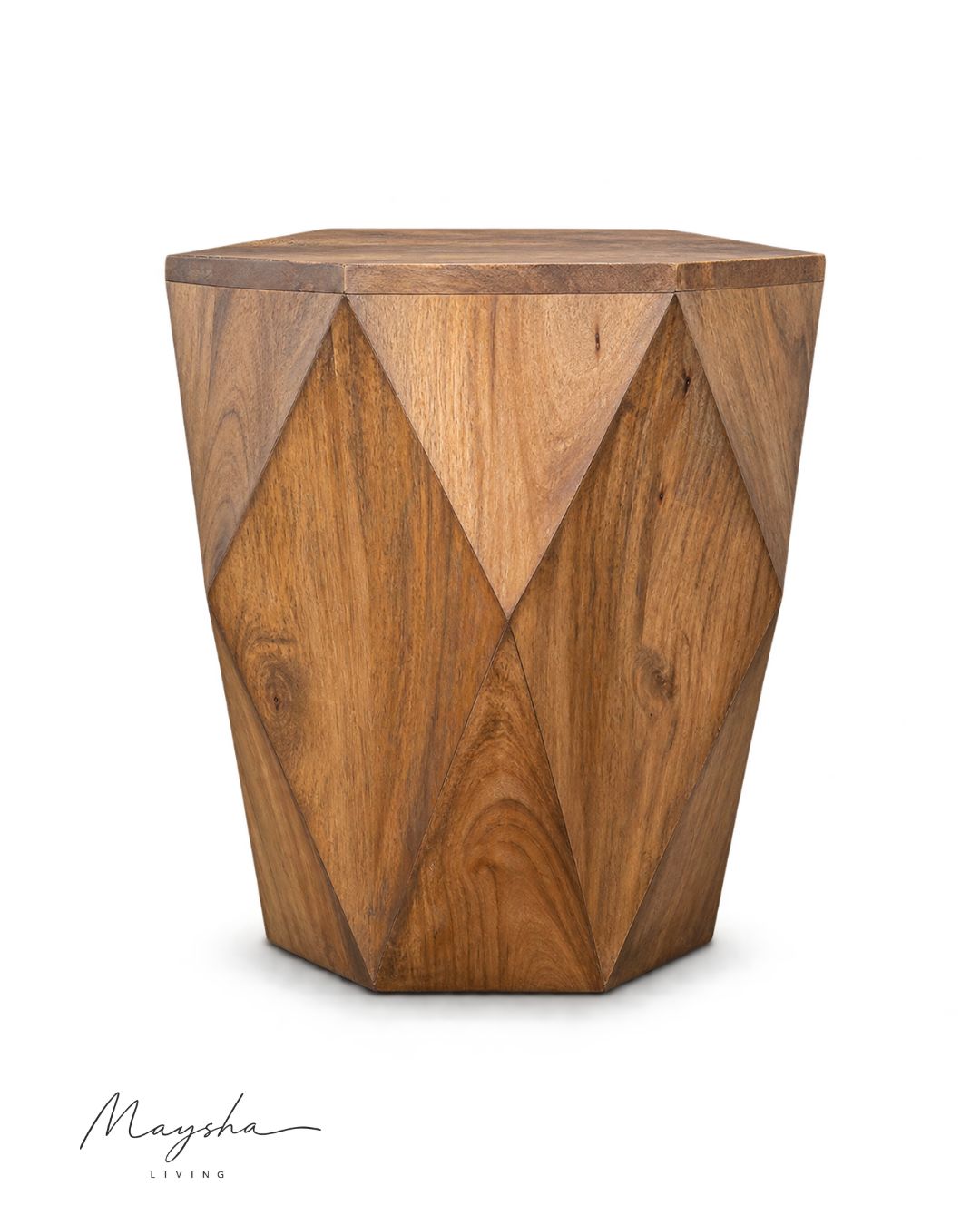 Hexavel Solid Wood Hexagonal Side Table