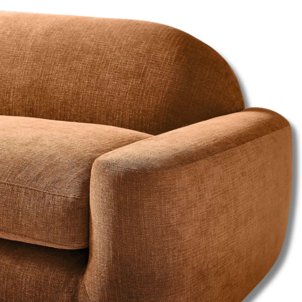 Roventa Terracotta Curved 3-Seater Sofa