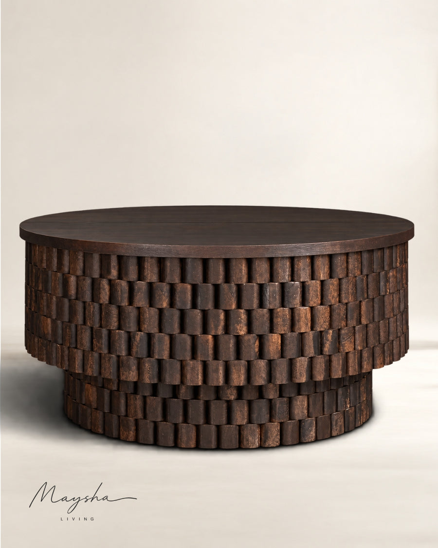 ZORVETH Textured Wood Coffee Table