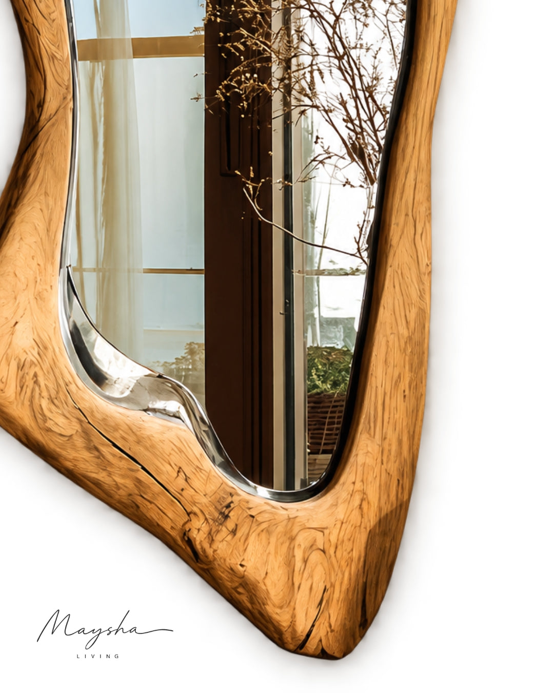 RIVENNA Live Edge Organic Freeform Solid Wood Wall Mirror