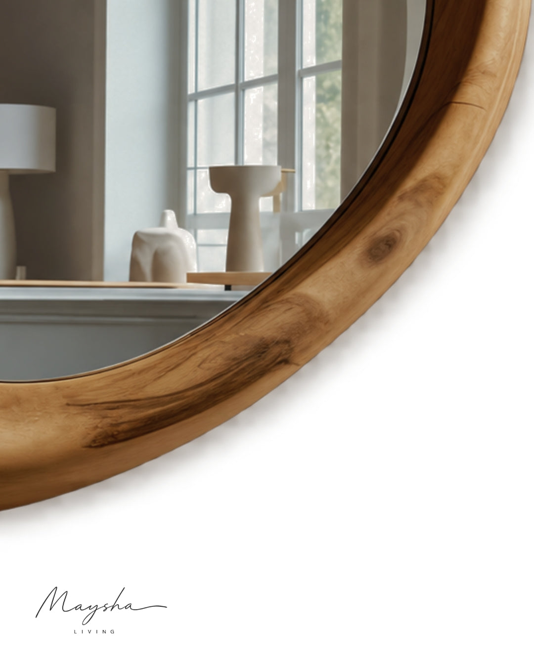SERENVALE Organic Rounded Solid Wood Wall Mirror