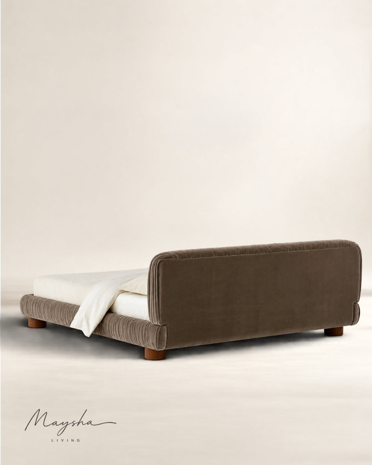 STRIOVA Charcoal Velvet Low-Profile Bed