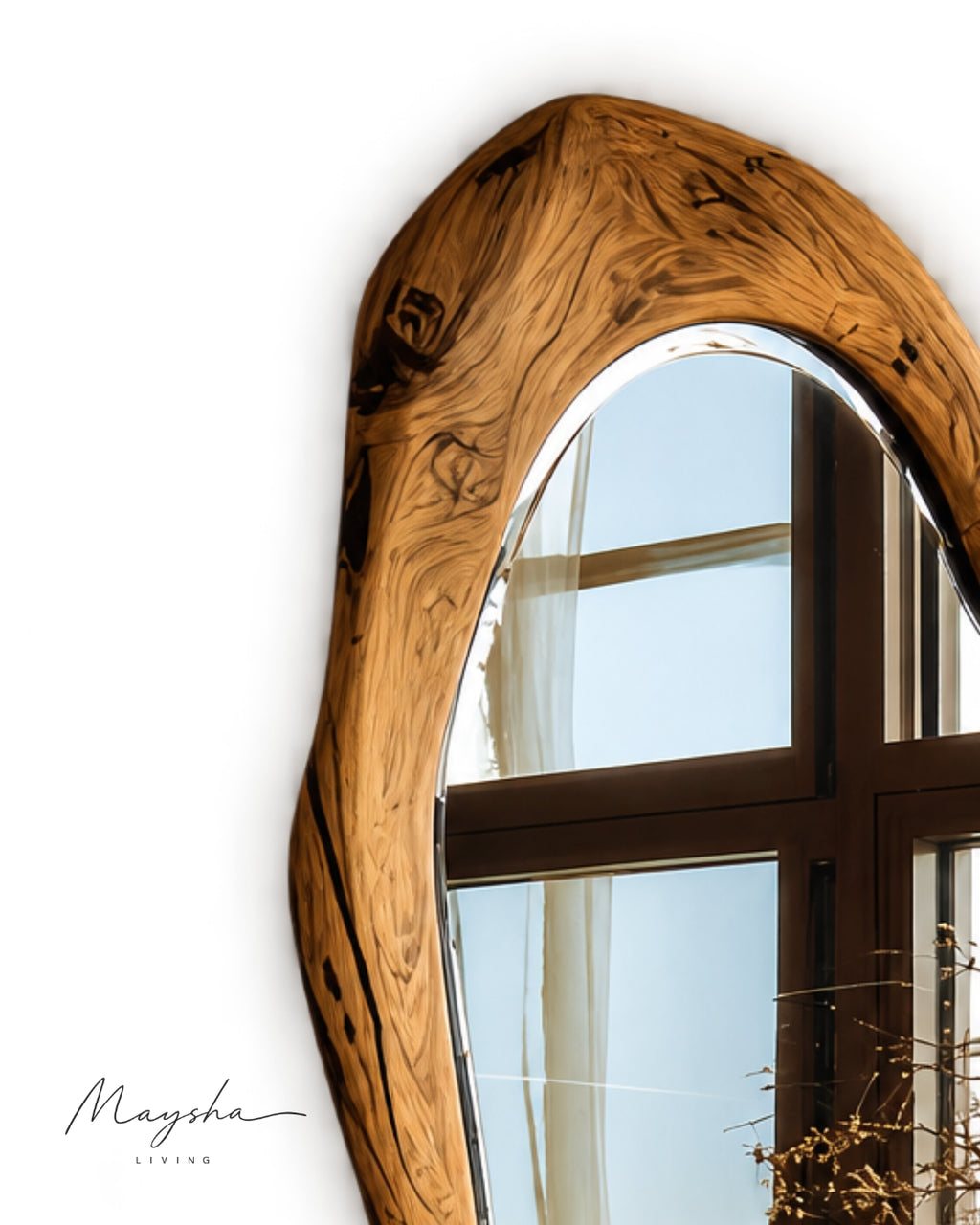 RIVENNA Live Edge Organic Freeform Solid Wood Wall Mirror