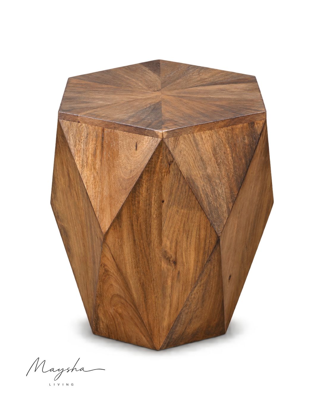 Hexavel Solid Wood Hexagonal Side Table