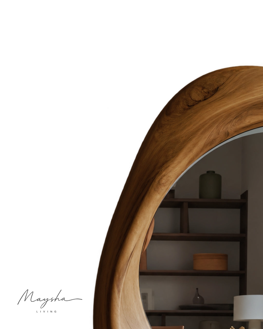 SERENVALE Organic Rounded Solid Wood Wall Mirror