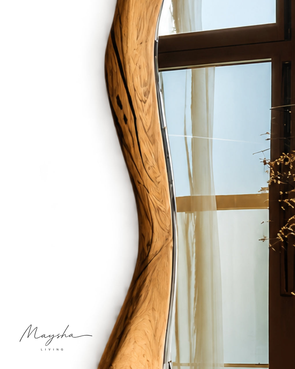 RIVENNA Live Edge Organic Freeform Solid Wood Wall Mirror