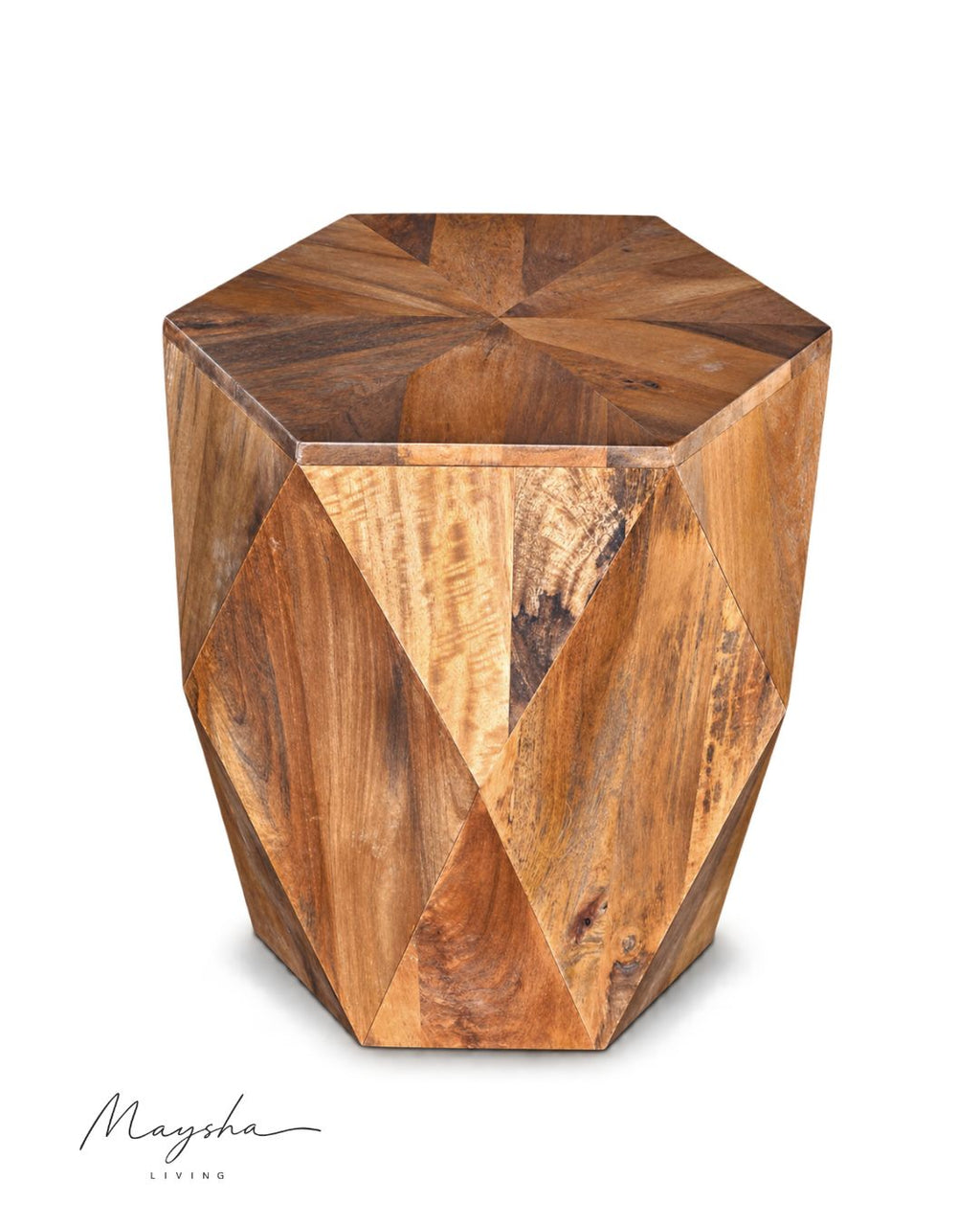 Hexavel Solid Wood Hexagonal Side Table