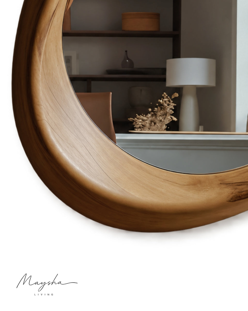 SERENVALE Organic Rounded Solid Wood Wall Mirror