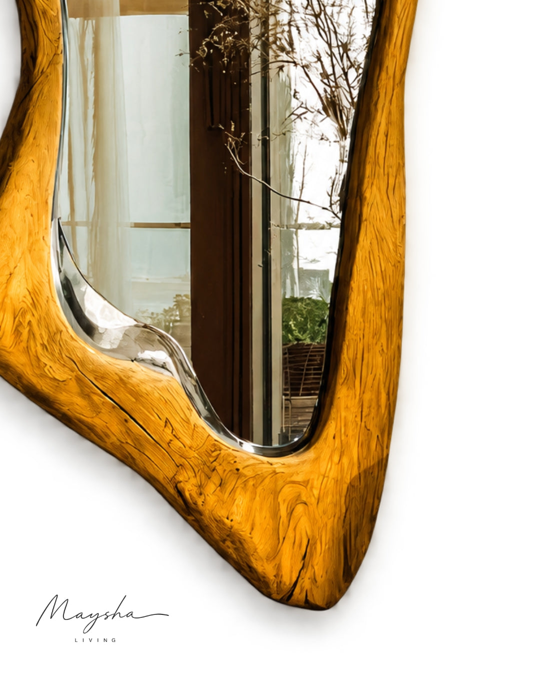 RIVENNA Live Edge Organic Freeform Solid Wood Wall Mirror
