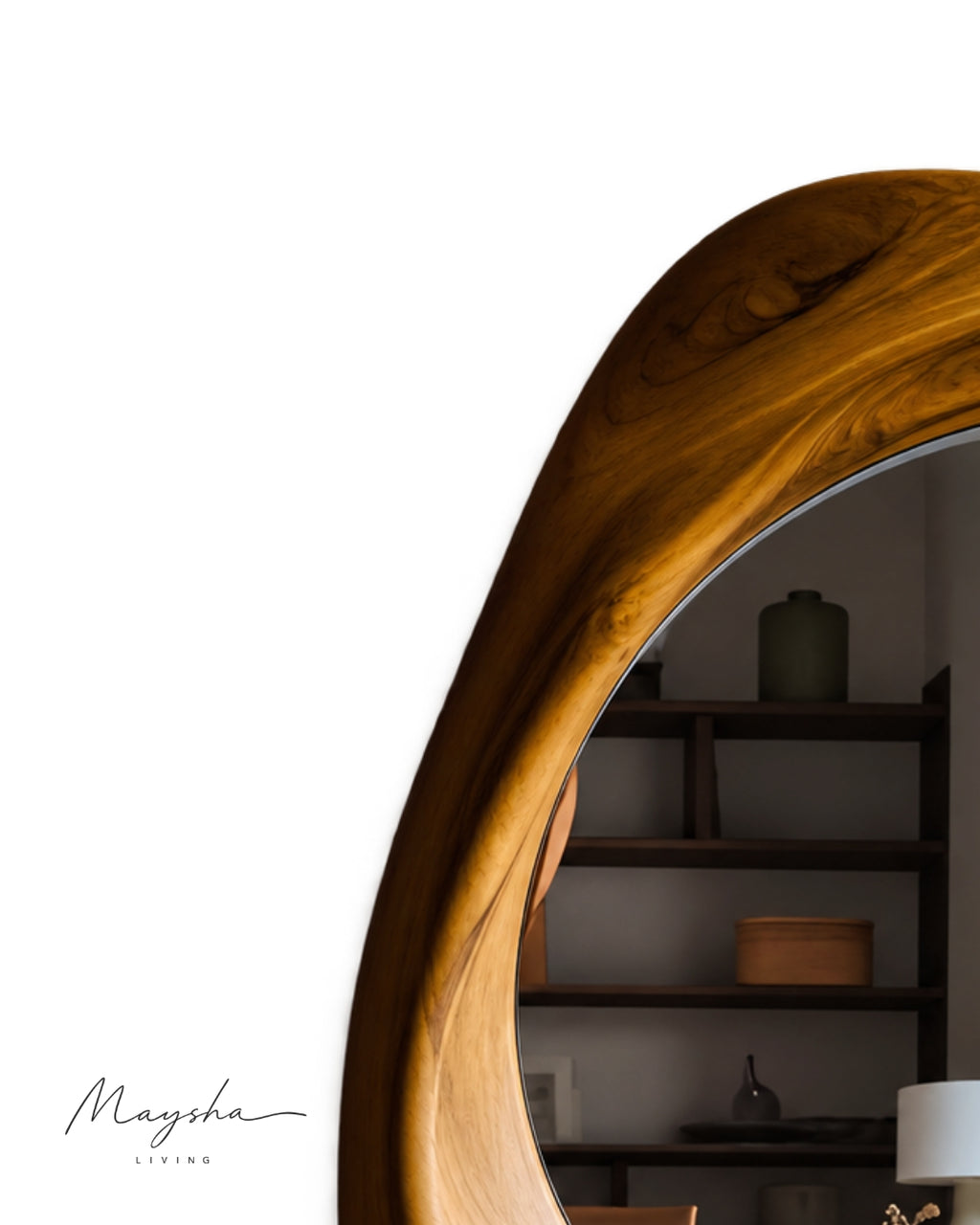 SERENVALE Organic Rounded Solid Wood Wall Mirror
