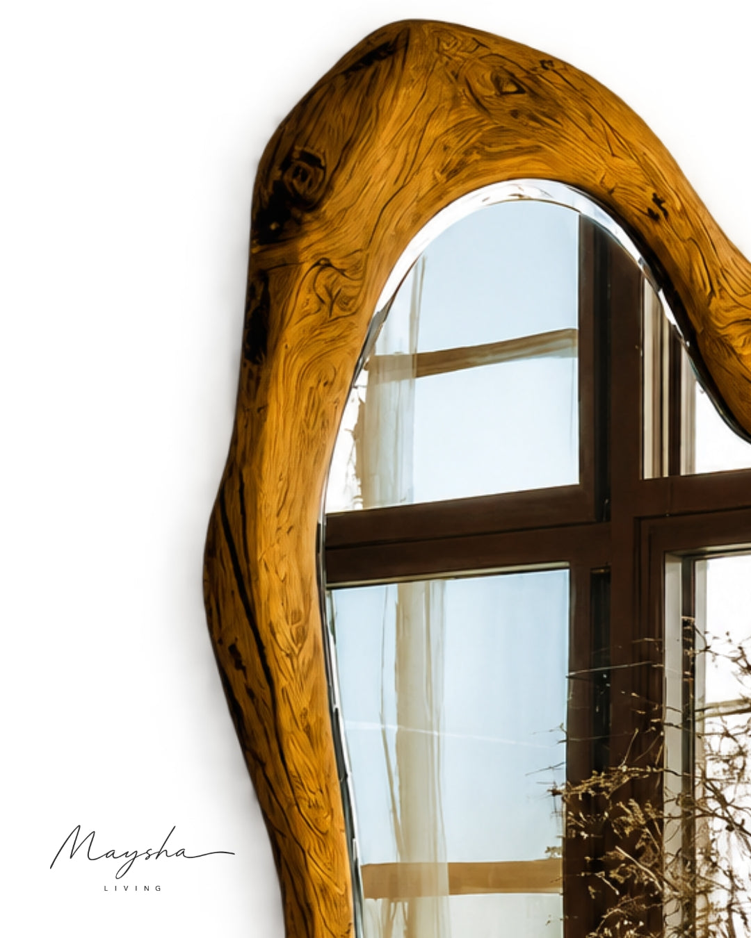 RIVENNA Live Edge Organic Freeform Solid Wood Wall Mirror