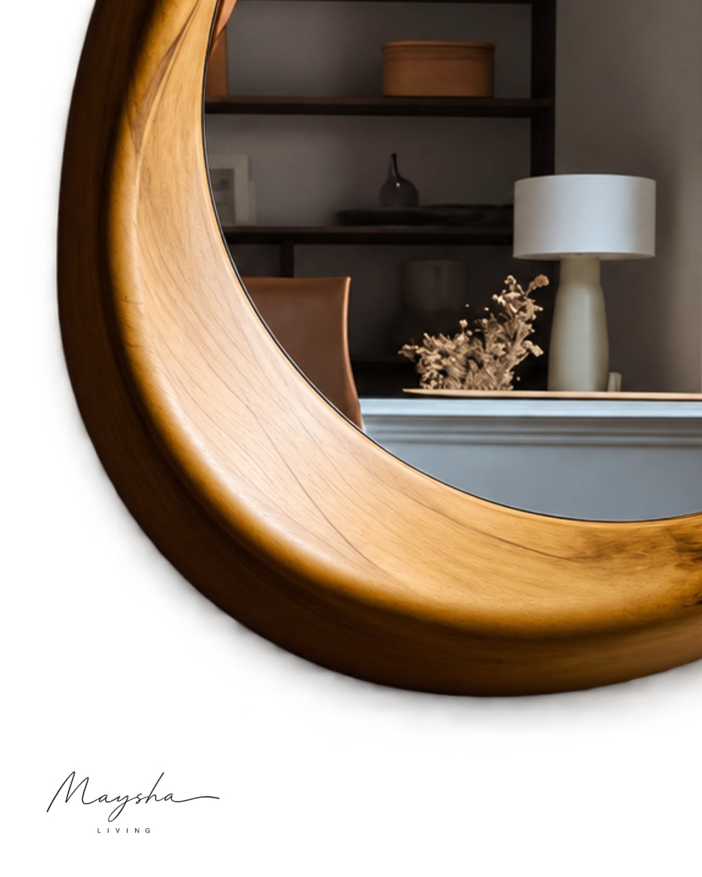 SERENVALE Organic Rounded Solid Wood Wall Mirror