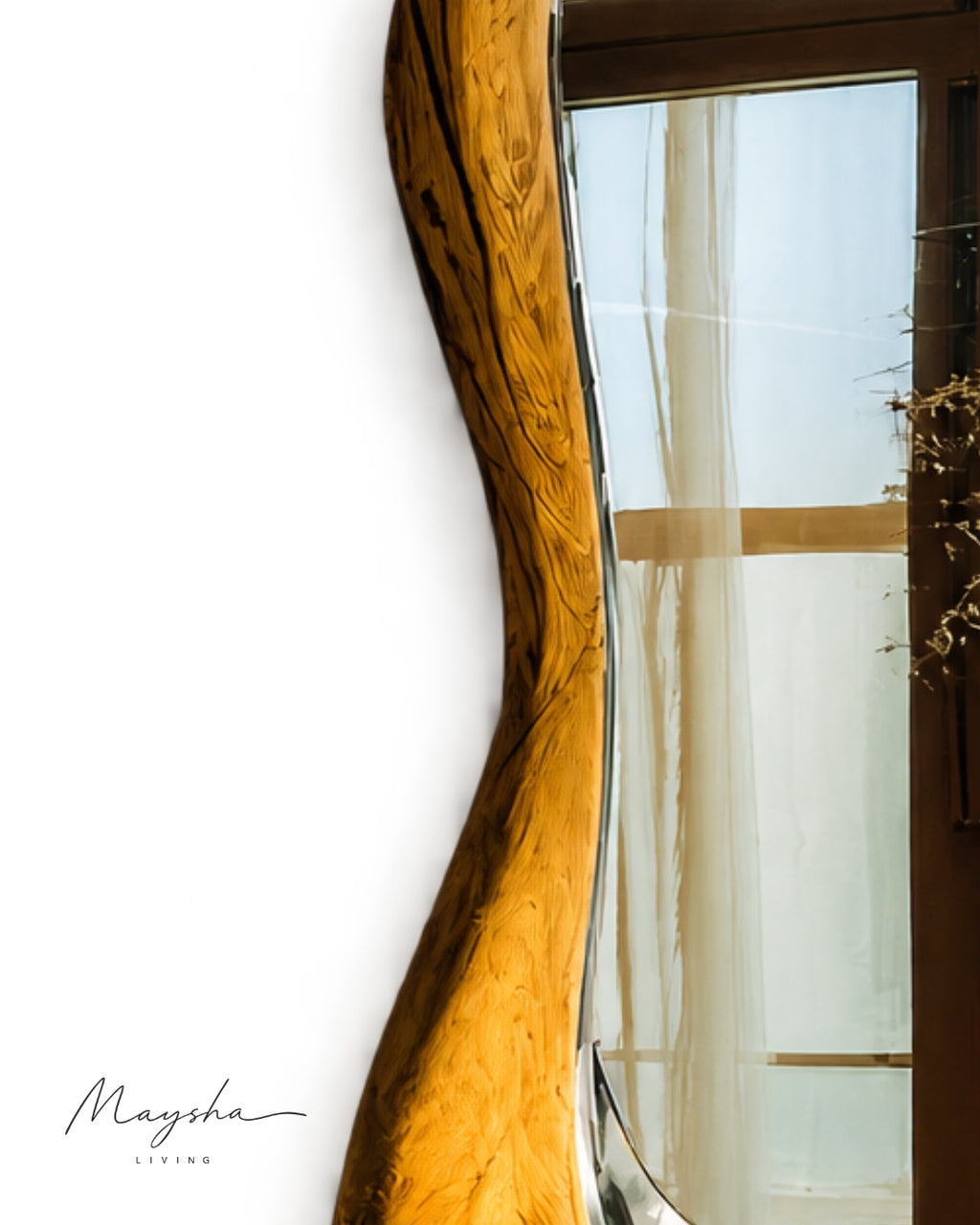 RIVENNA Live Edge Organic Freeform Solid Wood Wall Mirror