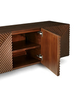 Dravique Geometric Textured TV Cabinet with Solid Wood Base