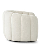 Veloura Alabaster Channel-Tufted Bouclé Swivel Accent Chair