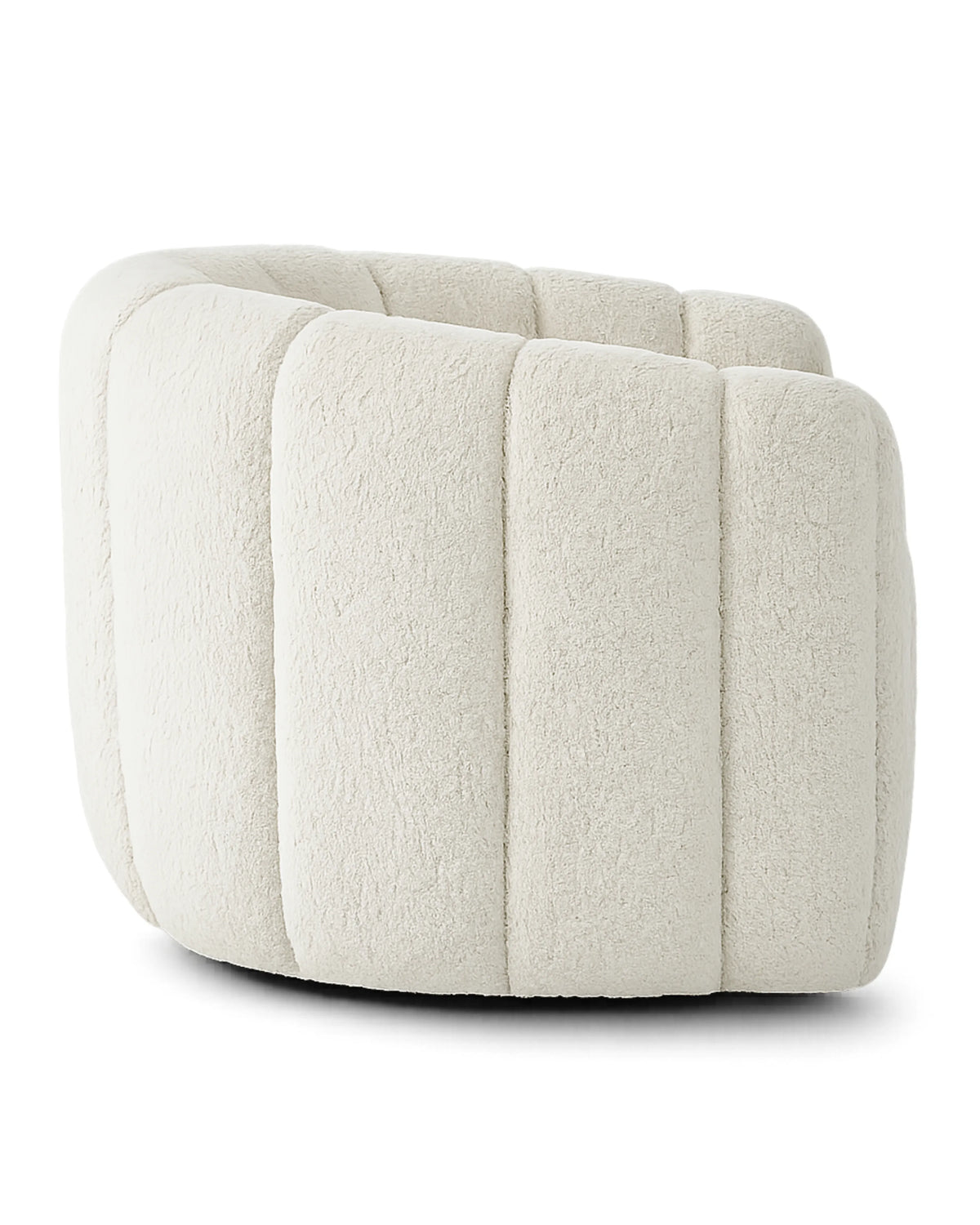 Veloura Alabaster Channel-Tufted Bouclé Swivel Accent Chair