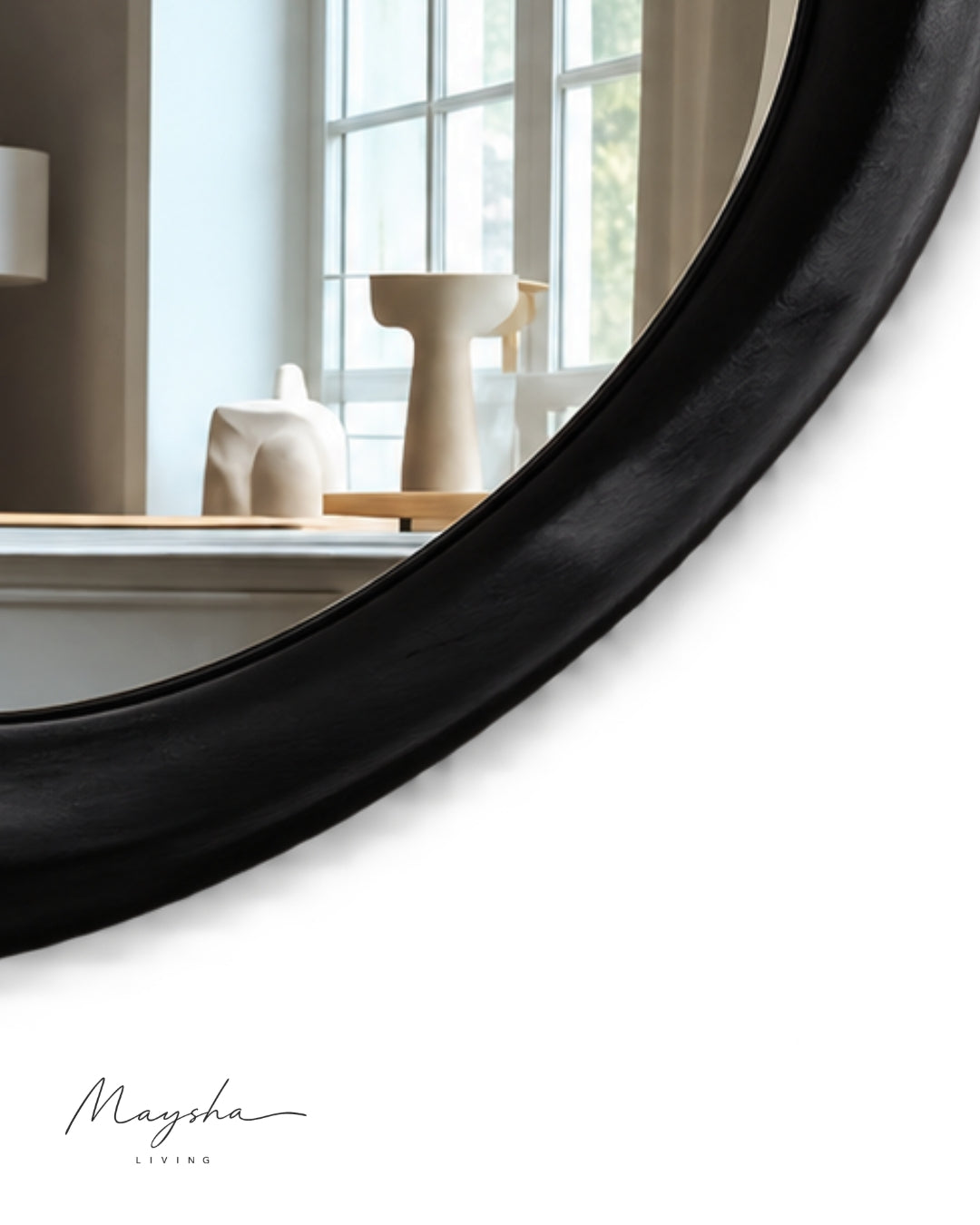 SERENVALE Organic Rounded Solid Wood Wall Mirror