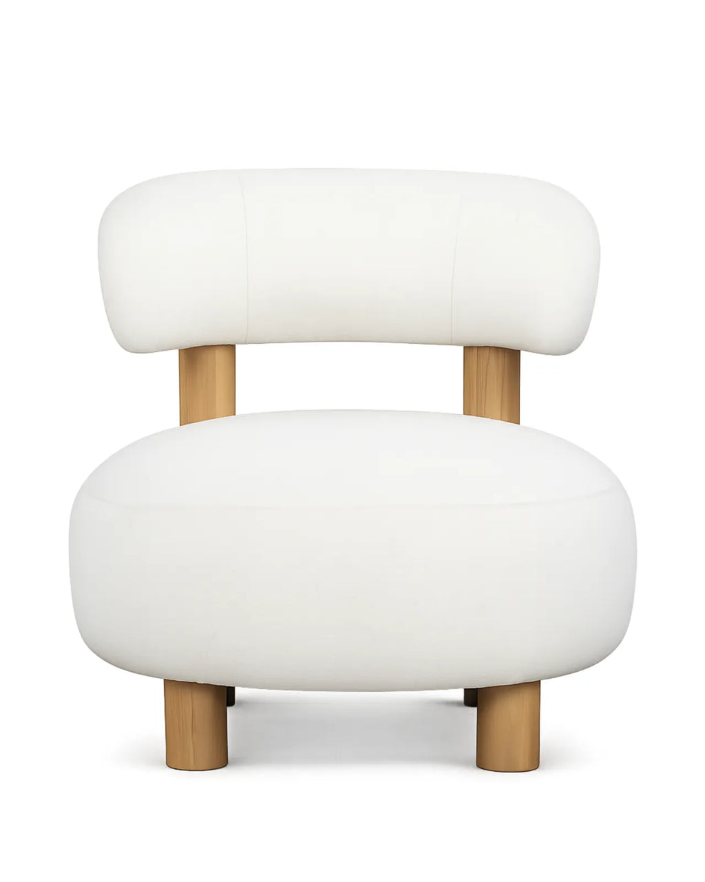 Selvora Bouclé Accent Lounge Chair Oak Wood