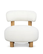 Selvora Bouclé Accent Lounge Chair Oak Wood