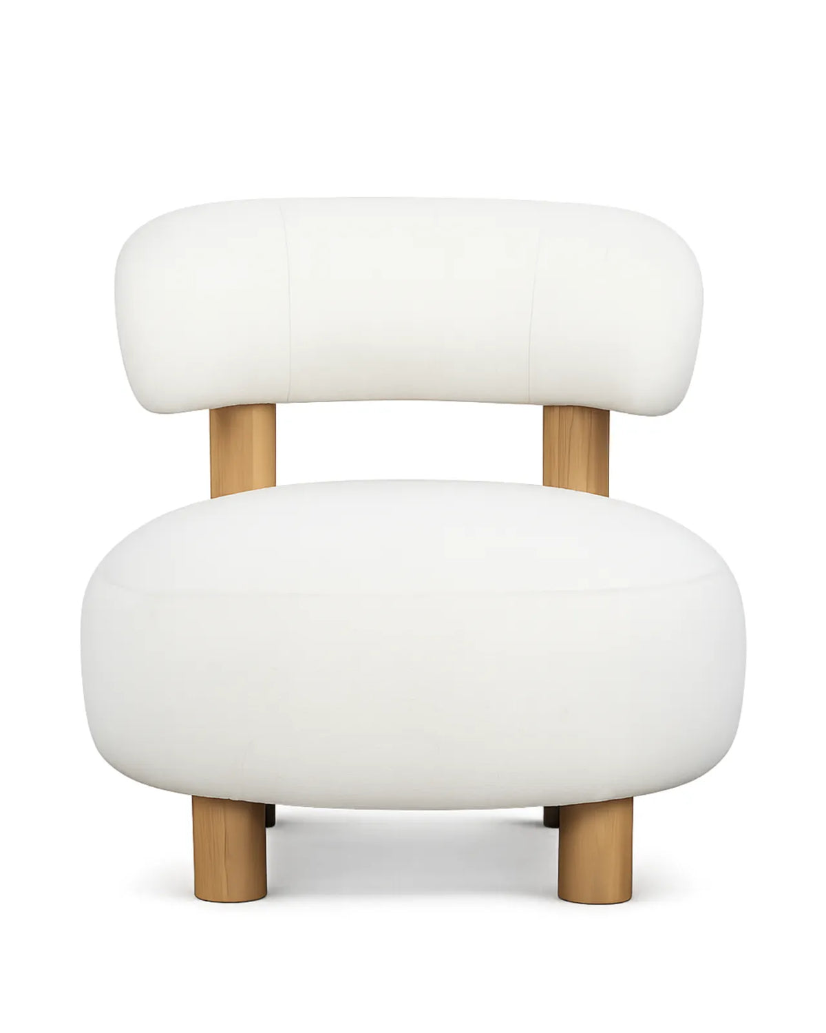 Selvora Bouclé Accent Lounge Chair Oak Wood