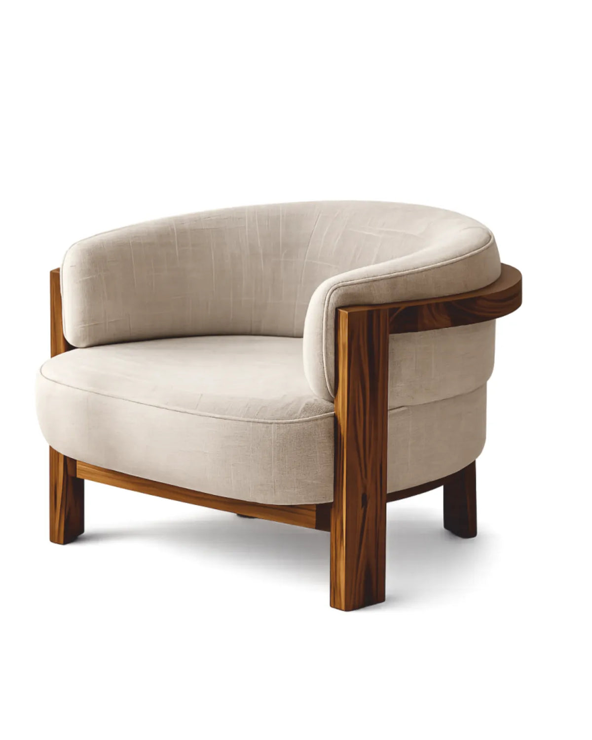 Bellarvo Velvet Accent Lounge Chair in Solid Teak Wood
