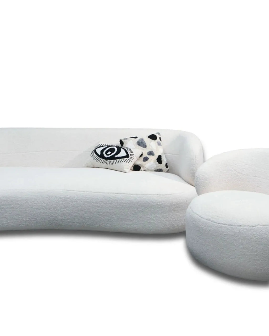 Zorique Curved Bouclé Alabaster Sofa