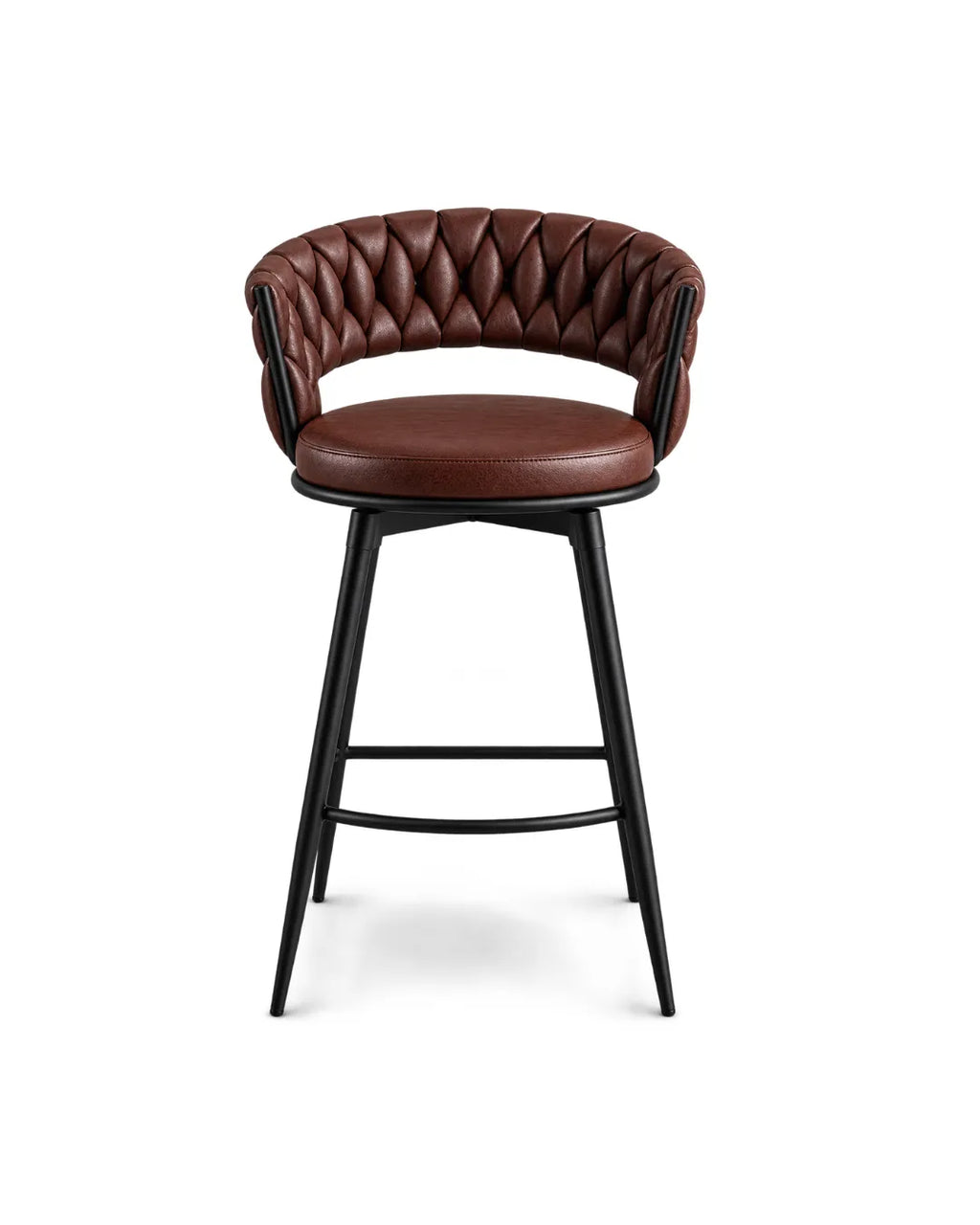 Merivo Contemporary Espresso Leatherette Bar Chair with Stainless Steel Base