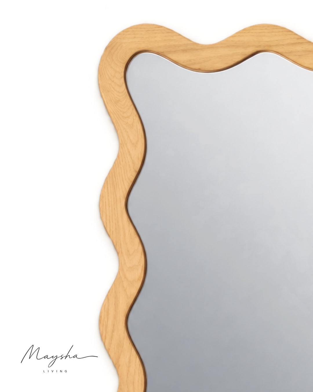 RIPPELLE Wavy Mango Wood Rectangular Wall Mirror