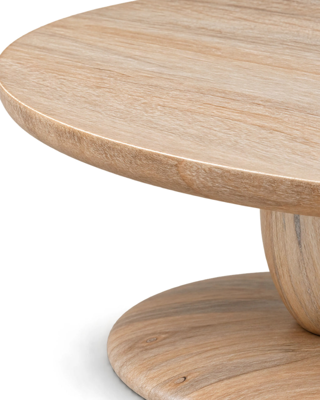 Caliora Solid Wood Round Coffee Table in Cerused White