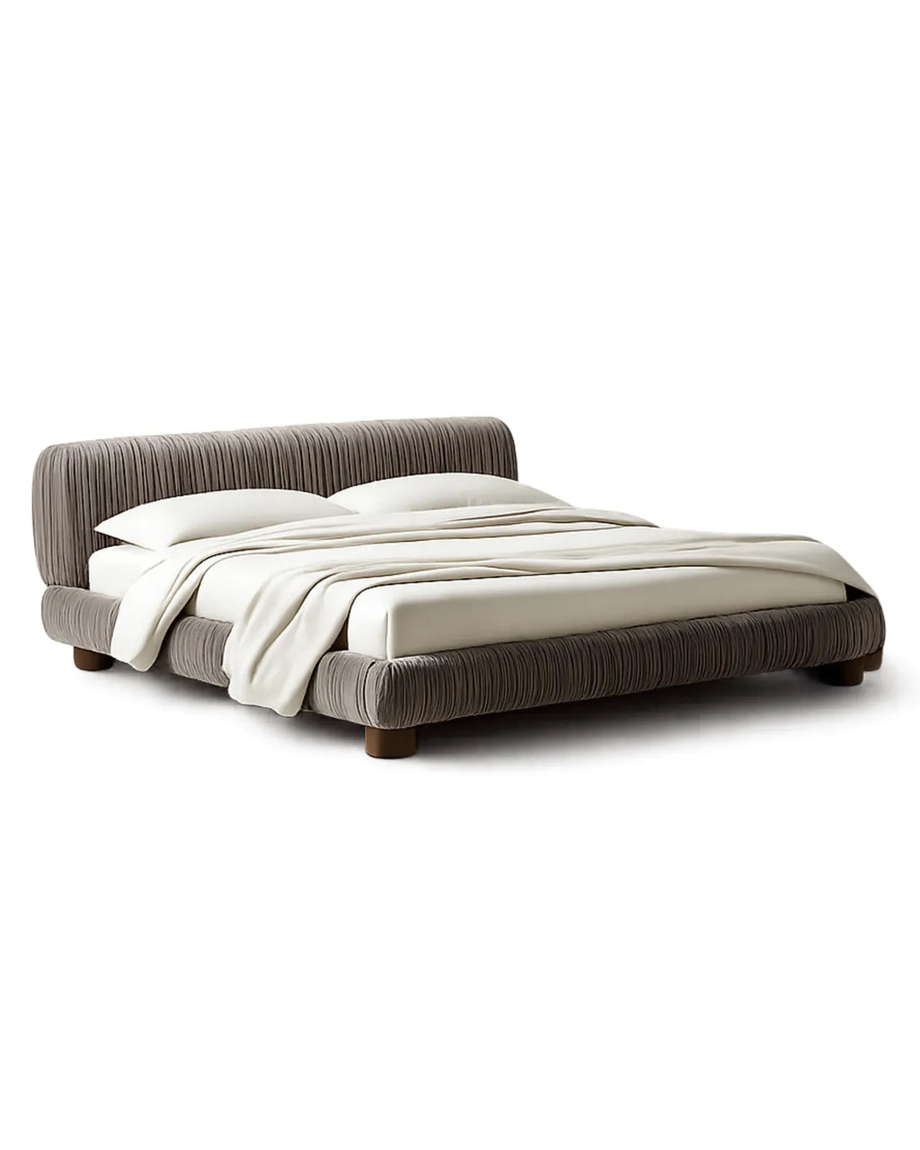 Striova Charcoal Velvet Low-Profile Bed