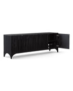 Velcero Black Oak Media Console with Natural Marble Top