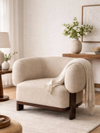 Averique Modern Three-Legged Solid Teak Wood Lounge Chair