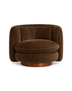 VORIXA Swivel Linen Chenille Umber Lounge Chair