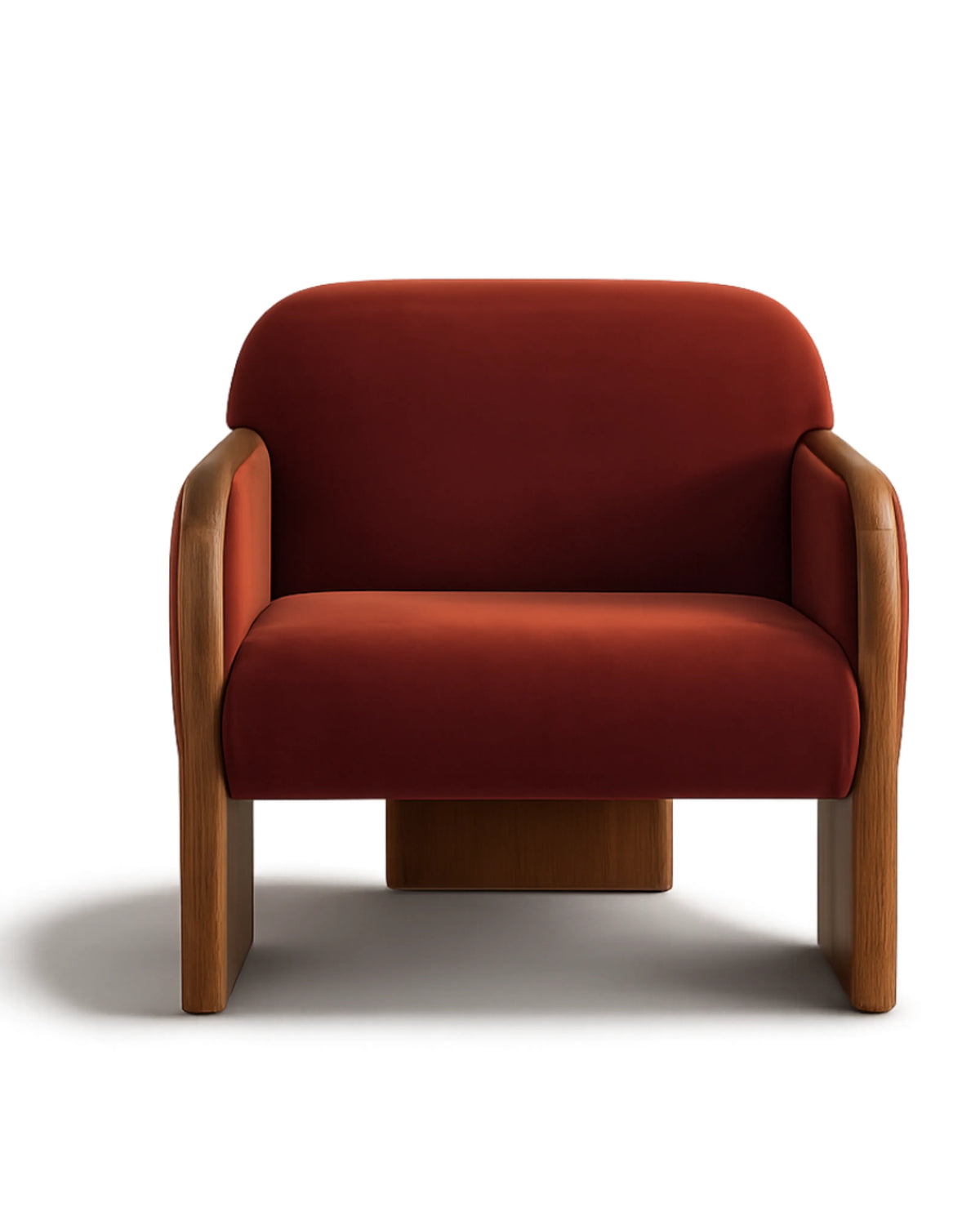VESARO Velvet Lounge Chair with Oak Frame