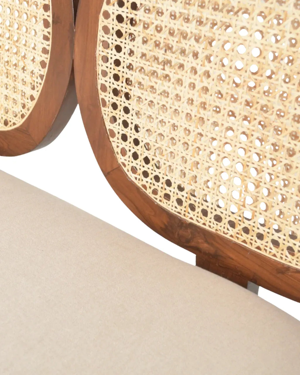 Averlo Triple Natural Cane Backrest Bench in Solid Teakwood