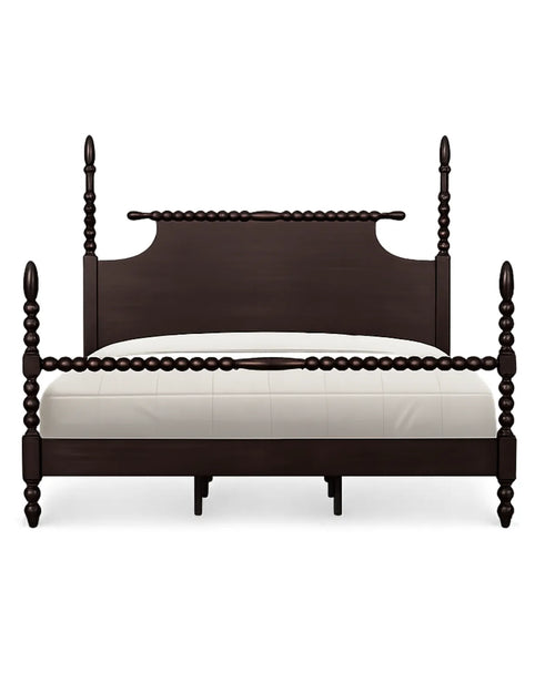 Aldoren Espresso Walnut Solid Wood Spindle Poster Bed