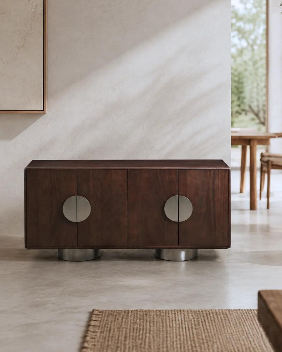 Orlenza Solid Mango Wood Sideboard with Stainless Steel Legs