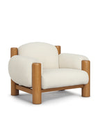 Caelora Faux Shearling Accent Chair in Solid Ash Wood