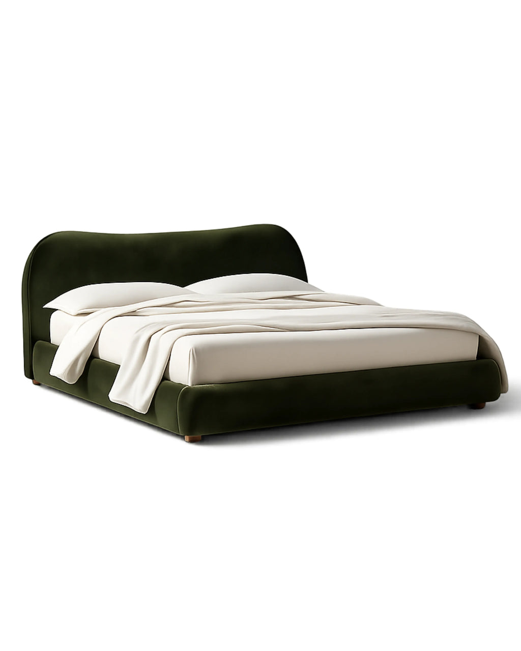 Avyelle Curved Upholstered Camel-Back Moss Bed